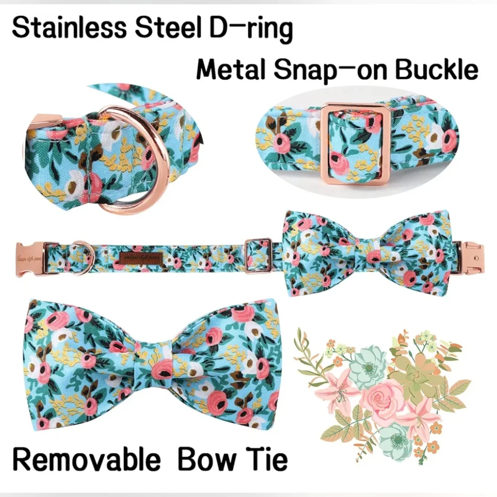 NWT Unique Style Paws handmade organic Dog collar with Bowtie Size Large…